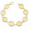 18K PULSERA ORO BICOLOR ESLABONES REDONDOS DISEÑOS MATIZADOS. 20,5 CM.