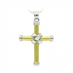 18K CRUZ ORO BICOLOR HUECA...