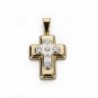 18K CRUZ BICOLOR CON CIRCONITAS. 22 X 15 MM.