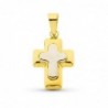 18K CRUZ ORO BICOLOR LISA. 23 X 15 MM.