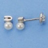 18K PENDIENTES DIAMANTES TALLA BRILLANTE Y PERLA. 5 X 3 MM.