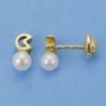 18K PENDIENTES ORO AMARILLO PERLAS. 7 X 3 MM.