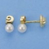 18K PENDIENTES ORO AMARILLO PERLAS. 7 X 3 MM.