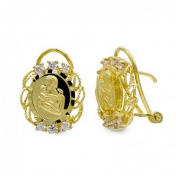 18K PENDIENTES MONEDA MADRE...