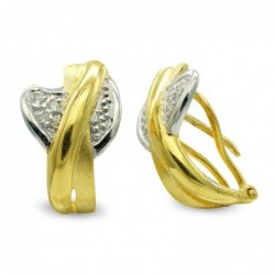 18K PENDIENTES ORO BICOLOR...