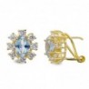 18K PENDIENTES ORO AMARILLO AGUA MARINA 7 X 5 MM CIRCONITAS