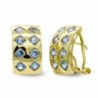 18K PENDIENTES ORO AMARILLO PIEDRAS AGUA MARINA 15 X 8 MM