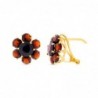 18K PENDIENTES ORO AMARILLO Y GRANATES. 12 X 12 MM.