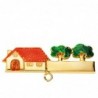 18K ALFILER BEBE ORO AMARILLO CASA CON ARBOLES ESMALTADA. 30 X 9 MM.