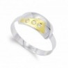 18K SORTIJA ORO BICOLOR MATE Y BRILLO CON CIRCONITAS