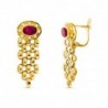18K PENDIENTES ORO AMARILLO PANTER Y PIEDRA RUBI 6 X 4MM