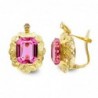 18K PENDIENTES ORO AMARILLO PIEDRA ROSA 10 X 8 MM CIRCONITA