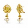 18K PENDIENTES ORO AMARILLO MADRE PERLAS. 38 X 19 MM.