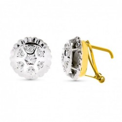 18K PENDIENTES ORO BLANCO Y...