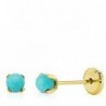 18K PENDIENTES ORO AMARILLO TUERCA TURQUESA PATILLAS 3MM