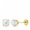 18K PENDIENTES ORO AMARILLO PERLA 5 MM.4 PATILLAS TUERCA