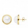 18K PENDIENTES MEDIA PERLA SINTETICA 10MM.
