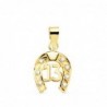 18K COLGANTE ORO AMARILLO HERRADURA CON CIRCONITAS Y Nº 13. 13 X 11 MM.
