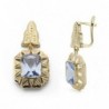 18K PENDINETES CUBANAS 2 CUERPOS PIEDRA RECTANGULAR