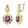 18K PENDIENTES CUBANAS PIEDRA OVAL 8 X 6 MM. AMATISTA