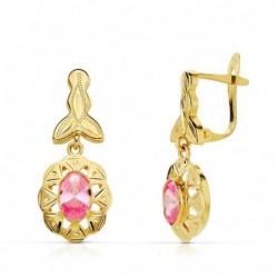 18K PENDIENTES CUBANAS ROSA...