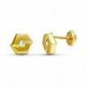 18K PENDIENTES ORO AMARILLO CIRCONITAS. 7,5 X 6 MM.