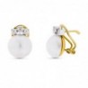 18K PENDIENTES ORO BICOLOR PERLA JAPONESA CON CIRCONITAS 10-12 MM. CIERRE OMEGA