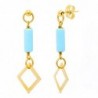 18K PENDIENTES ORO AMARILLO TURQUESA ROMBO PRESION