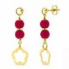 18K PENDIENTES ORO AMARILLO 2 BOLAS CORALINA 6MM FLOR