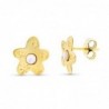 18K PENDIENTES ORO AMARILLO MADREPERLA FLOR. 12 X 11 MM