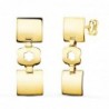 18K PENDIENTES ORO AMARILLO TRES CUERPOS CUADRADOS Y FLOR. 32 X 10 MM. PRESION