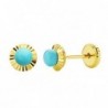 18K PENDIENTES ORO AMARILLO TURQUESA ORLA TALLADA 5MM.