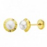 18K PENDIENTES ORO AMARILLO PERLA ORLA TALLADA 6MM.