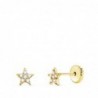 18K PENDIENTES ORO AMARILLO ESTRELLAS CON DIAMANTES 0,06 QTS. SI-H. 6 X 6 MM.