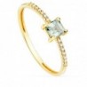 SORTIJA ORO AMARILLO 14 DIAMANTES 0,070 QTES. G-VS2. AGUAMARINA 4X4MM. ANCHO1MM