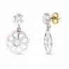 18K PENDIENTES ORO BLANCO CIRCONITAS. 22 X 13 MM.