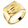18K SELLO ORO AMARILLO CABALLERO EURO CON PIEDRAS 16 X 16 MM
