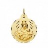 18K ESCAPULARIO TALLADO VIRGEN DEL CARMEN Y CORAZON DE JESUS 26 MM