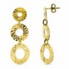 18K PENDIENTES ORO AMARILLO TRES CUERPOS CICULOS TALLADOS. CIERRE PRESION