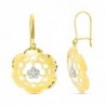 18K PENDIENTES ORO BICOLOR FLOR MATE Y BRILLO