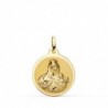 18K ESCAPULARIO BRILLO VIRGEN DEL CARMEN Y CORAZON DE JESÚS 18 MM.