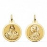18K ESCAPULARIO BRILLO VIRGEN DEL CARMEN Y CORAZON DE JESÚS 20 MM.