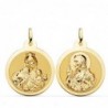 18K ESCAPULARIO BRILLO VIRGEN DEL CARMEN CORAZON JESUS 24 MM.