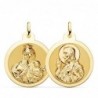 18K ESCAPULARIO BRILLO VIRGEN DEL CARMEN Y CORAZON DE JESÚS 26 MM.