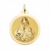 18K ESCAPULARIO BRILLO VIRGEN DEL CARMEN Y CORAZON DE JESÚS 30 MM.