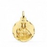 18K ESCAPULARIO CORAZON DE JESUS Y VIRGEN DEL CARMEN TALLADO 22 MM