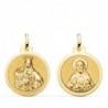 18K ESCAPULARIO VIRGEN DEL CARMEN Y CORAZON DE JESUS EN BRILLO 20 MM