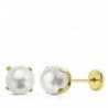 18K PENDIENTES ORO AMARILLO PERLA 6 MM.4 PATILLAS TUERCA