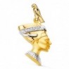 18K COLGANTE ORO BICOLOR NEFERTITI PERFIL EN BRILLO. 30 X 26 MM