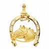 18K COLGANTE HERRADURA CIRCONITAS CON CABALLO 42 X 39 MM